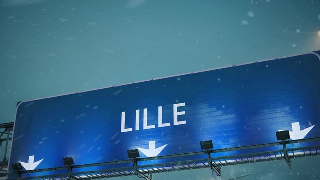 Airplane Landing Lille in Christmas