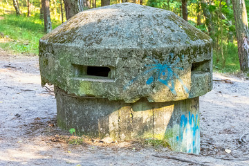 Fototapeta premium Old Polish bunker on the coast in Hel, Pomerania, Poland
