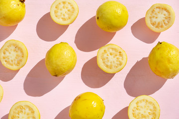 Guava fruit on pink background