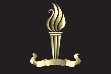 Fire flames gold torch logo vector