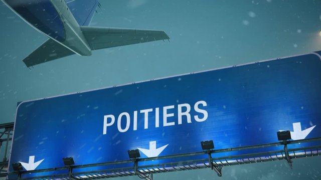 Airplane Take off Poitiers in Christmas