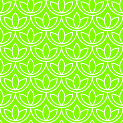 Seamless green and white fish scales pattern with lotus petals integrated vector