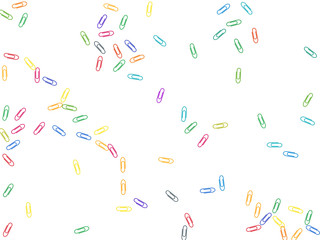 Stationary paperclips isolated on white background