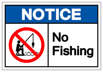 Notice No Fishing Symbol Sign, Vector Illustration, Isolated On White Background Label .EPS10