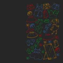 Children clothes. Background for babies, kids patterns.