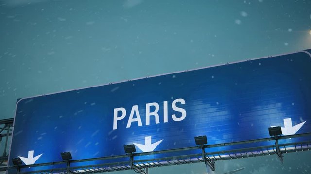 Airplane Landing Paris in Christmas