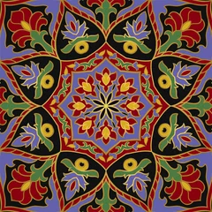 Papier peint Tuiles marocaines Motif coloré ornemental avec mandala.
