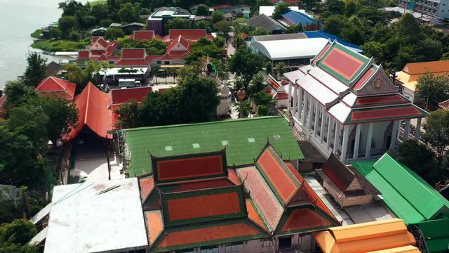 aerial view of buddhist temple in thailand