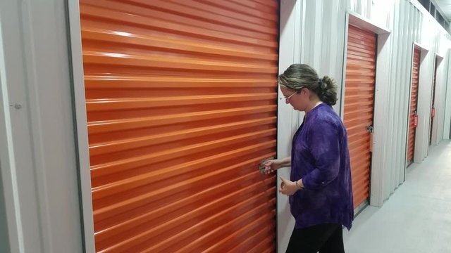 Woman opens self-storage locker
