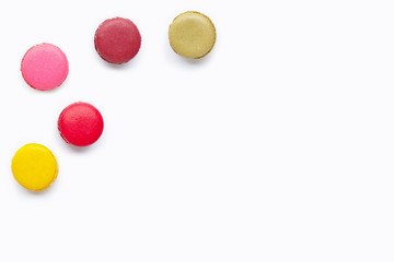 Colorful macarons isolated on white