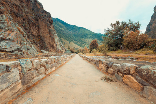 A road in the mountains of the sacred vally of Peru