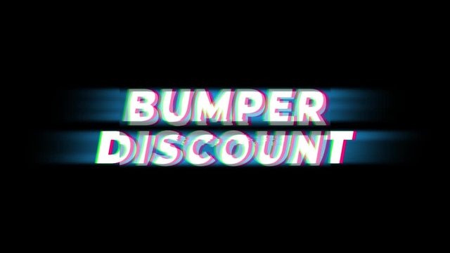 Bumper Discount Text Glitch Effect Promotion Commercial Loop Background. Price Tag, Sale, Discounts, Deals, Special Offers, Green Screen and Alpha Matte