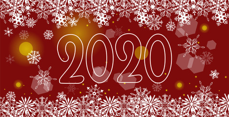 2020 year greeting banner with snowflakes . Vector graphics.