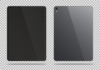 Realistic dark grey tablet pc.