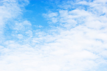 Fantastic soft white clouds against blue sky and copy space.