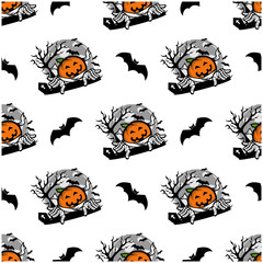 Halloween Pumpkin Seamless Pattern Vector