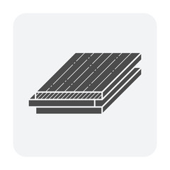 Engineered wood flooring vector icon. That is a floor finishing material for home interior decoration. Consist of hardwood layer  bonded over plywood. Include tongue and groove for joining with other.
