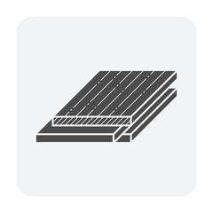 Engineered wood flooring vector icon. That is a floor finishing material for home interior decoration. Consist of hardwood layer  bonded over plywood. Include tongue and groove for joining with other.