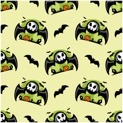 Halloween Skull Seamless Pattern Vcetor