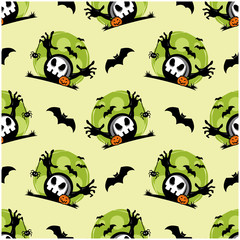 Fototapeta premium Halloween Skull Seamless Pattern Vcetor