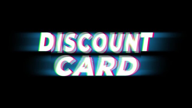 Discount Card Text Glitch Effect Promotion Advertisement Loop Background. Price Tag, Sale, Discounts, Deals, Special Offers, Green Screen and Alpha Matte
