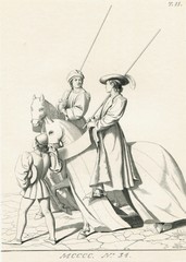Fototapeta na wymiar Horseman Knight Tournament Horse Cavalry Engraving 1845