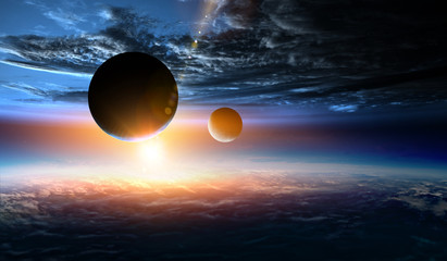 Abstract planets and space background