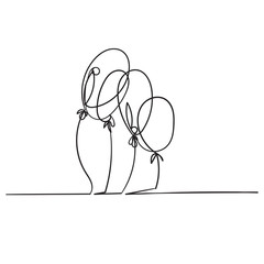 one line drawing of balloon isolated vector object handdrawn doodle style