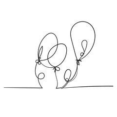 one line drawing of balloon isolated vector object handdrawn doodle style