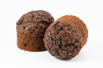 Fototapeta na wymiar Chocolate muffins on white background