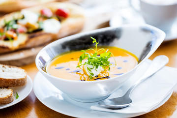 Roasted Pumpkin and Carrot soup with Cream