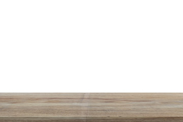 Wood shelf table isolated on white background. Empty wooden for advertising or display product.