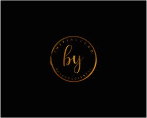 BY Initial handwriting logo vector