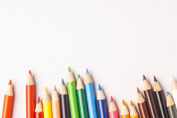Colour pencils against white background
