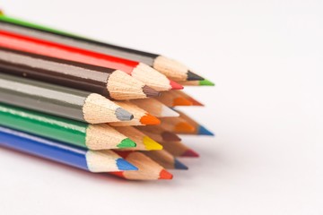 Colour pencils against white background