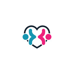 Combination of love and male & female logo design vectors