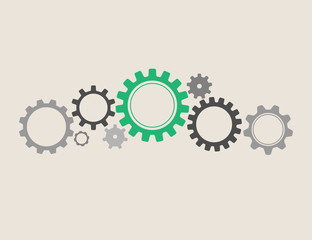Vector illustration of gears with on the white background template. Gear vector icon. Web design icon. Gears and cogs symbol. Space for gear text.