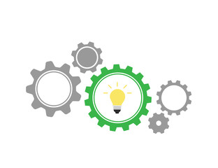 Vector illustration of gears with on the white background template. Gear vector icon. Web design icon. Gears and cogs symbol. Space for gear text.