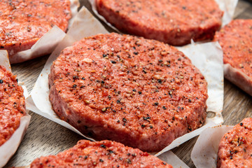 Fresh Angus beef burger patties