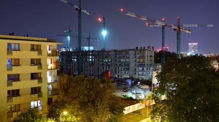 Fototapeta na wymiar construction crane at night