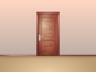 Closed wooden door