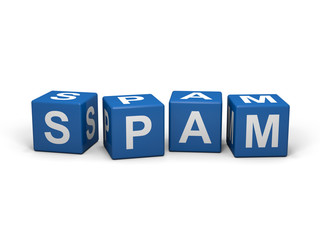 The word SPAM out of blue letter dices