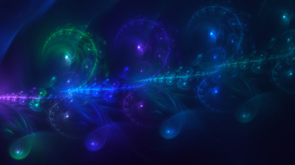 3D rendering multicolored abstract fractal on black background