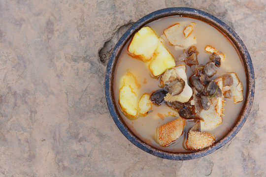 Typical aymara soup made with chuno.