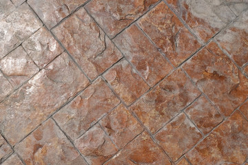 Old red brown brick floor pattern texture.