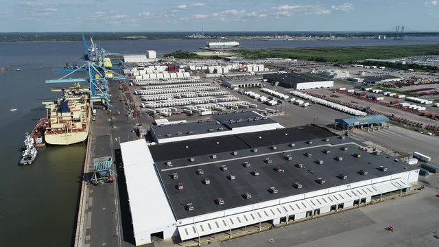 Aerial View of Port of Wilmington Delaware - Christina and Delaware Rivers