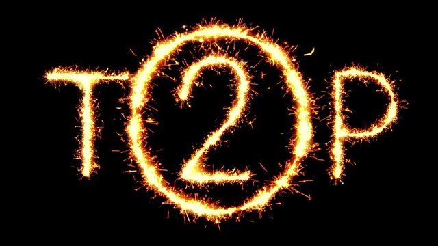 TOP 2 Text Sparkler Writing With Glitter Sparks Particles Firework on Black 4K Loop Background. Greeting card, Invitation, Celebration, Party, Gift, Message, Wishes, Festival.