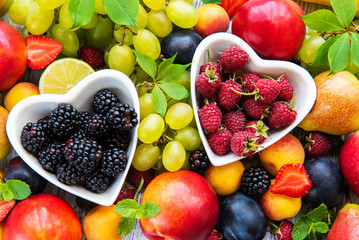 Fresh summer fruits and berries