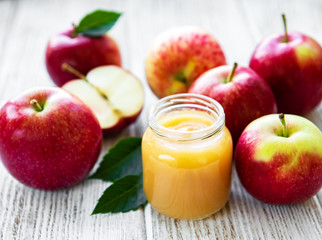 Applesauce in glass jar