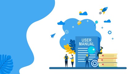Website or landing page of Document specification requirements with Tiny People Character Concept Vector Illustration, Suitable For web landing page,Wallpaper, Background, Card, banner,Book 